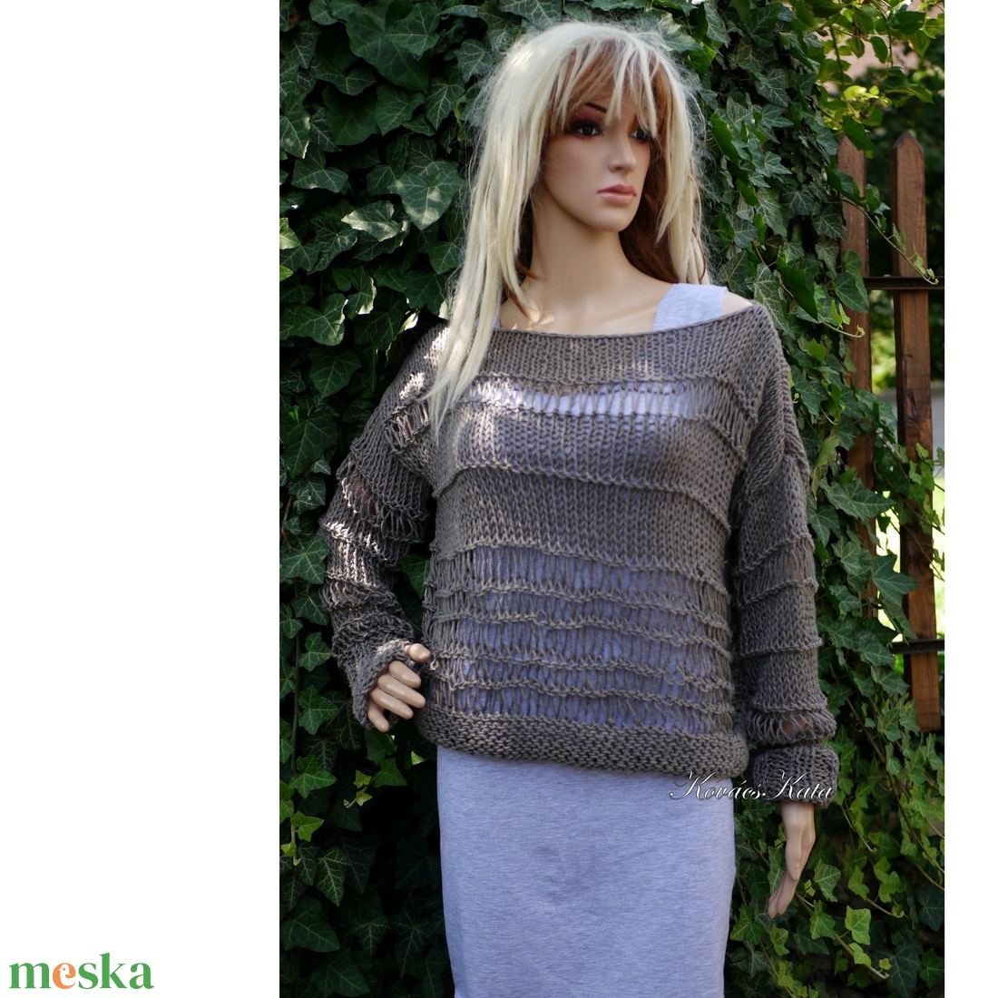 MAKRA PULCSI - kézzel kötött pamut pulóver / taupe - ruha & divat - női ruha - pulóver - Meska.hu MAKRA PULCSI - kézzel kötött pamut pulóver / taupe - ruha & divat - női ruha - pulóver - Meska.hu