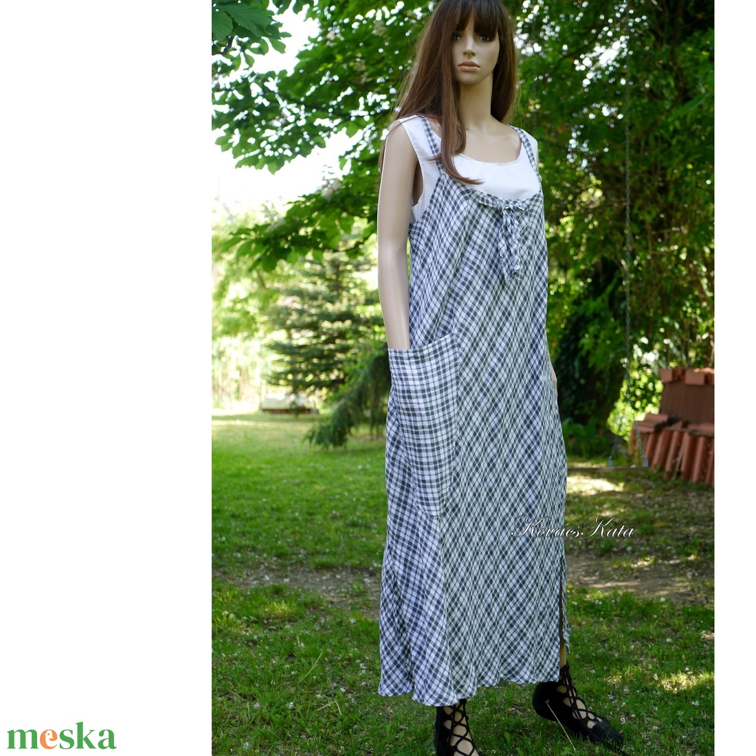 KOCKÁS LEN KÖTÉNYRUHA - lagenlook design ruha, kismamaruha - ruha & divat - női ruha - ruha - Meska.hu KOCKÁS LEN KÖTÉNYRUHA - lagenlook design ruha, kismamaruha - ruha & divat - női ruha - ruha - Meska.hu