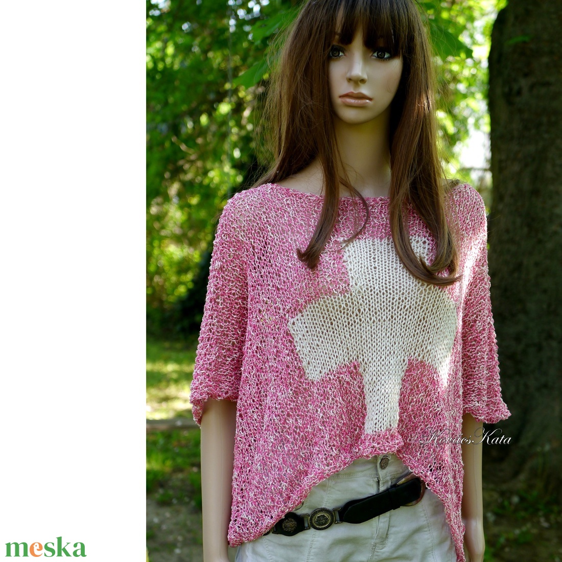 CROSS PINK - bohém kézzel kötött pulóver - ruha & divat - női ruha - pulóver - Meska.hu CROSS PINK - bohém kézzel kötött pulóver - ruha & divat - női ruha - pulóver - Meska.hu