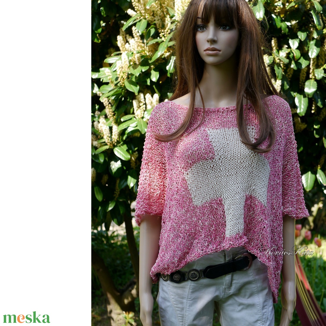 CROSS PINK - bohém kézzel kötött pulóver - ruha & divat - női ruha - pulóver - Meska.hu CROSS PINK - bohém kézzel kötött pulóver - ruha & divat - női ruha - pulóver - Meska.hu