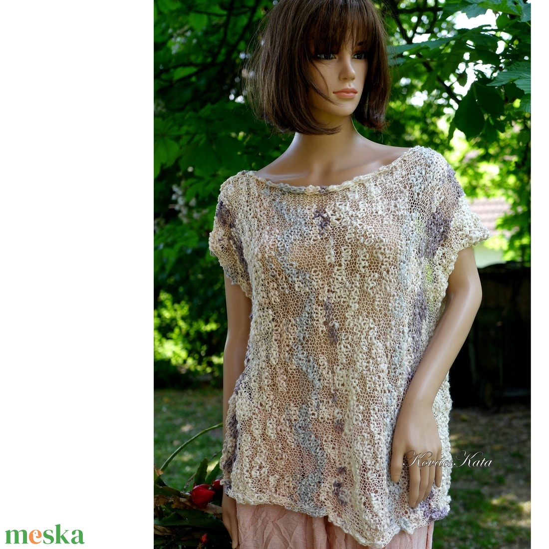 WIBRA - különleges kézzel kötött nyári tunika, pulóver - ruha & divat - női ruha - pulóver & kardigán - Meska.hu