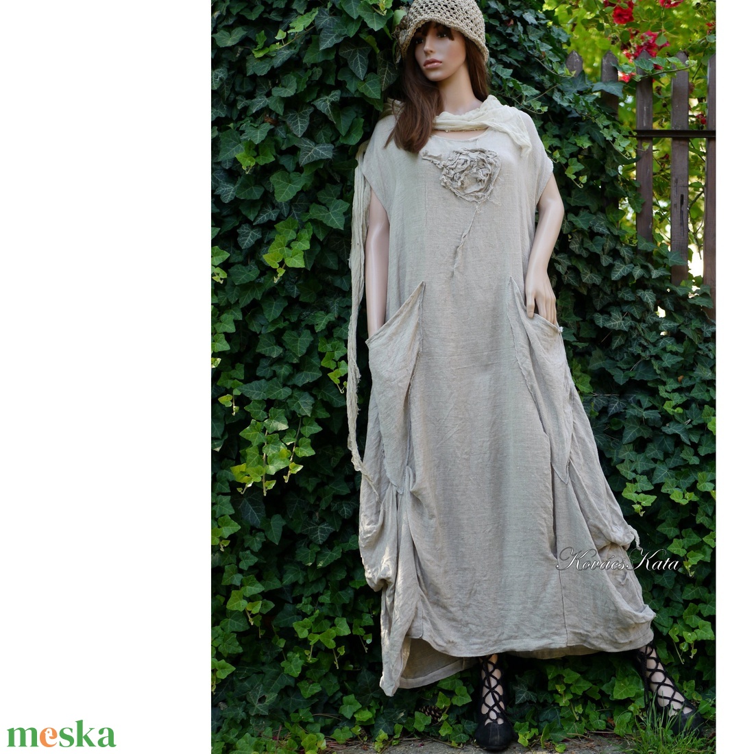 KIM / FLAX NATÚR - lagenlook flax lenvászon design ruha - ruha & divat - női ruha - ruha - Meska.hu