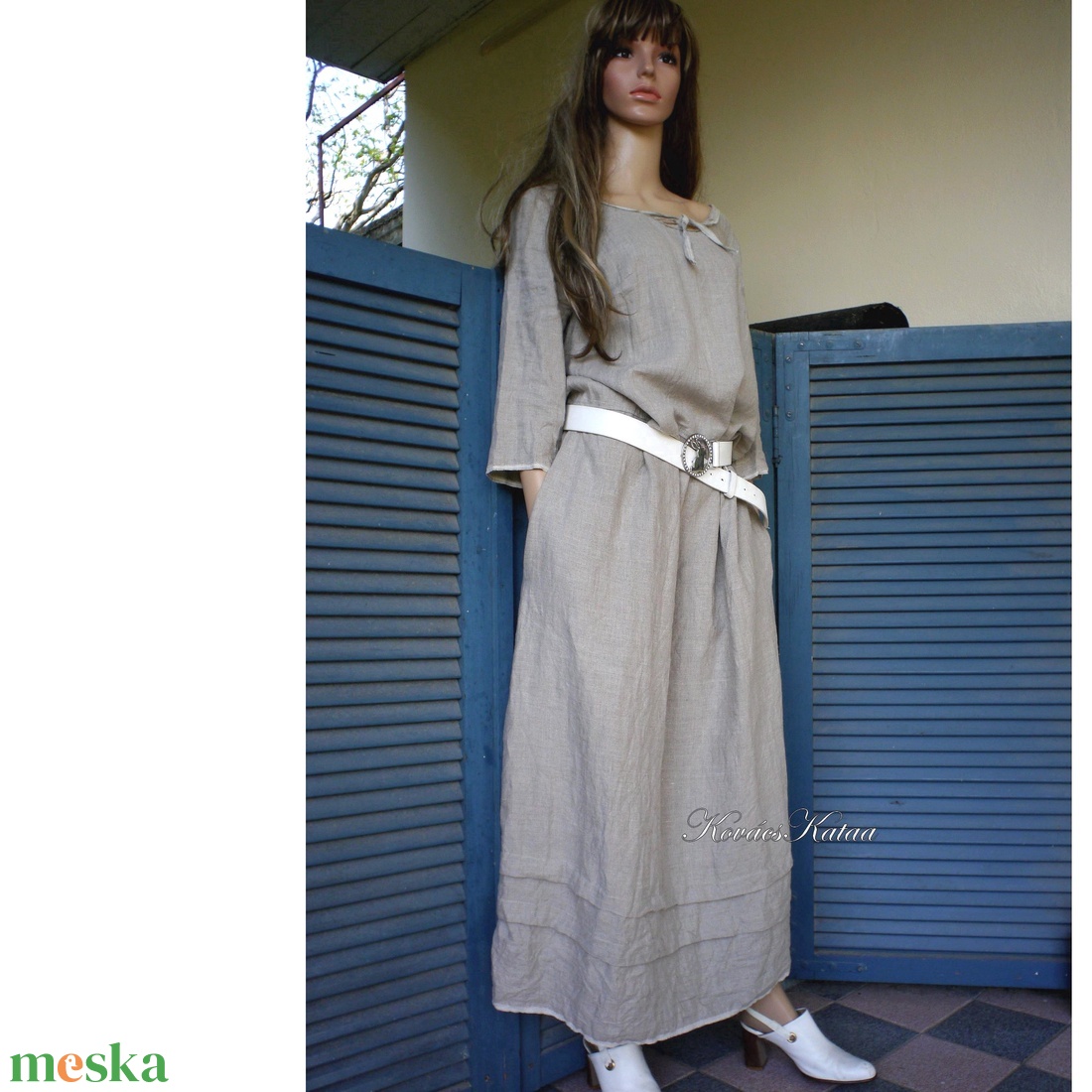 VICA - flax lenvászon hosszú-ruha  - ruha & divat - női ruha - ruha - Meska.hu