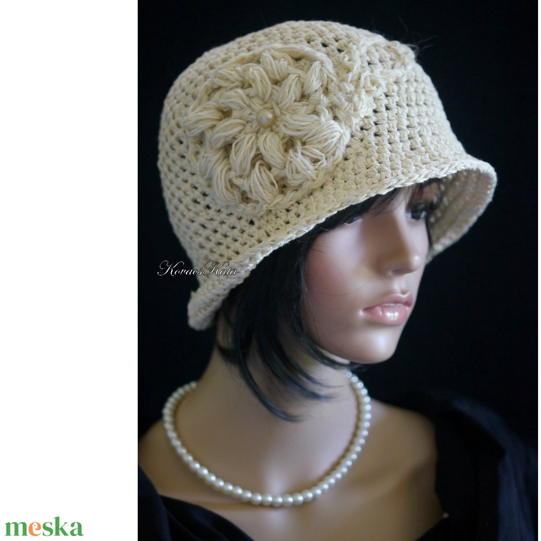 MAGNÓLIA / lenes - horgolt flapper kalap / vajszín - ruha & divat - sál, sapka, kendő - kalap - Meska.hu MAGNÓLIA / lenes - horgolt flapper kalap / vajszín - ruha & divat - sál, sapka, kendő - kalap - Meska.hu