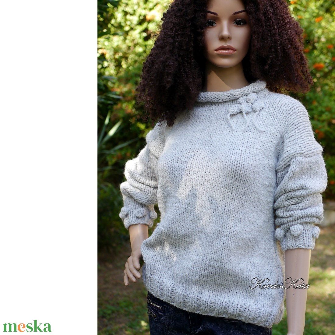 JULIA / mészkő - trendi kézzel kötött chunky pulóver - ruha & divat - női ruha - pulóver - Meska.hu JULIA / mészkő - trendi kézzel kötött chunky pulóver - ruha & divat - női ruha - pulóver - Meska.hu