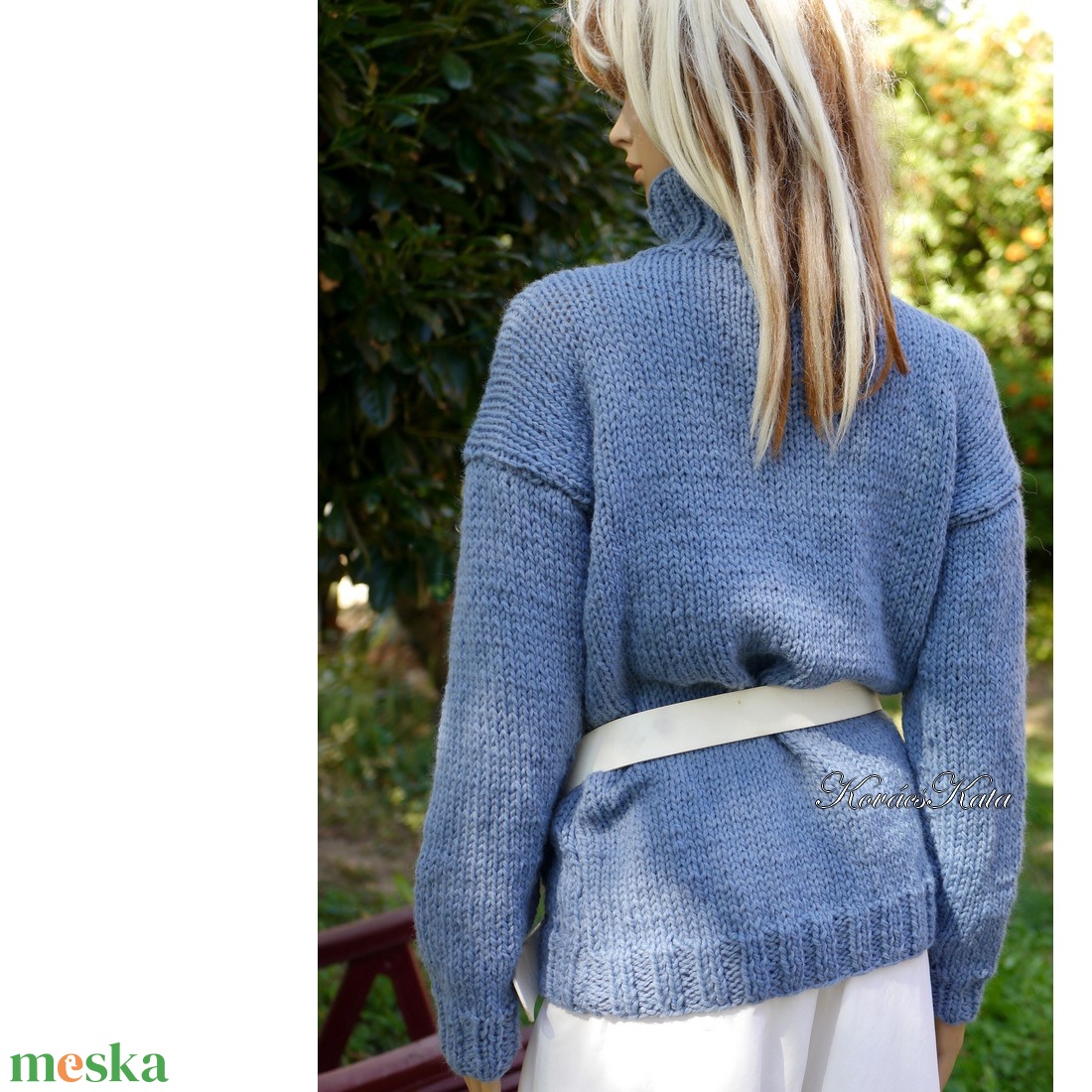 JULIA / farmerkék - trendi kézzel kötött garbó pulóver - ruha & divat - női ruha - pulóver - Meska.hu JULIA / farmerkék - trendi kézzel kötött garbó pulóver - ruha & divat - női ruha - pulóver - Meska.hu
