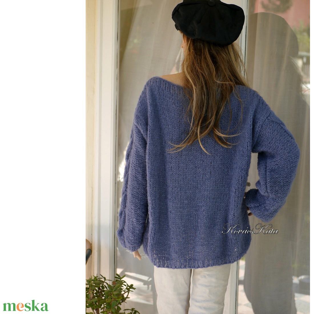 SALLY ALPAKA PULCSI - exkluzív kézzel kötött design pulóver / denim - ruha & divat - női ruha - pulóver - Meska.hu
