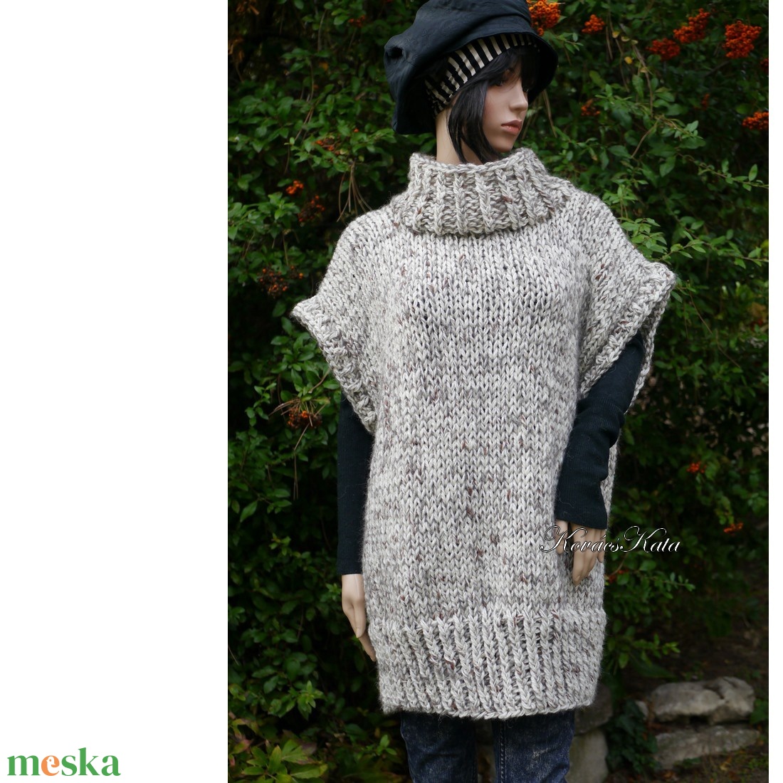 NIKI rustic gyapjúponcsó - kézzel kötött chunky maxi pulóver mellény - ruha & divat - női ruha - pulóver - Meska.hu NIKI rustic gyapjúponcsó - kézzel kötött chunky maxi pulóver mellény - ruha & divat - női ruha - pulóver - Meska.hu