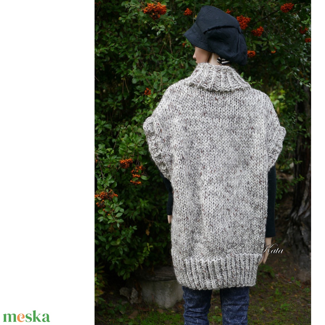 NIKI rustic gyapjúponcsó - kézzel kötött chunky maxi pulóver mellény - ruha & divat - női ruha - pulóver - Meska.hu NIKI rustic gyapjúponcsó - kézzel kötött chunky maxi pulóver mellény - ruha & divat - női ruha - pulóver - Meska.hu