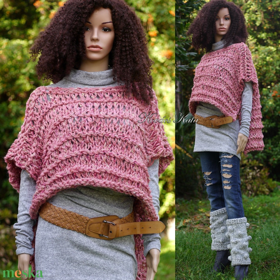 RUSTICA - chunky kézzel kötött grunge poncsó mellény - ruha & divat - női ruha - poncsó - Meska.hu RUSTICA - chunky kézzel kötött grunge poncsó mellény - ruha & divat - női ruha - poncsó - Meska.hu
