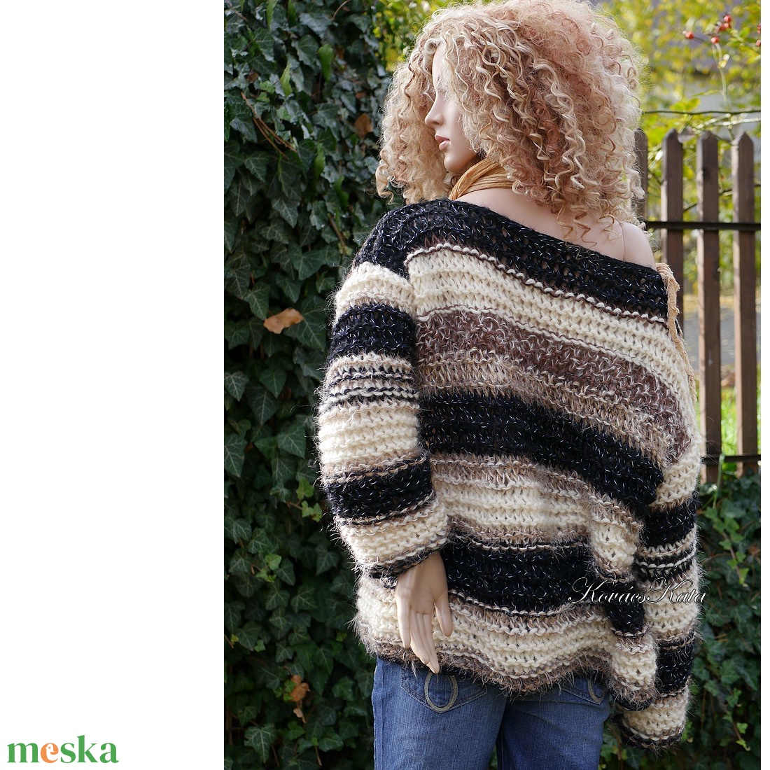 SZONIA - trendi chunky oversize kézzel kötött pulóver - ruha & divat - női ruha - pulóver - Meska.hu