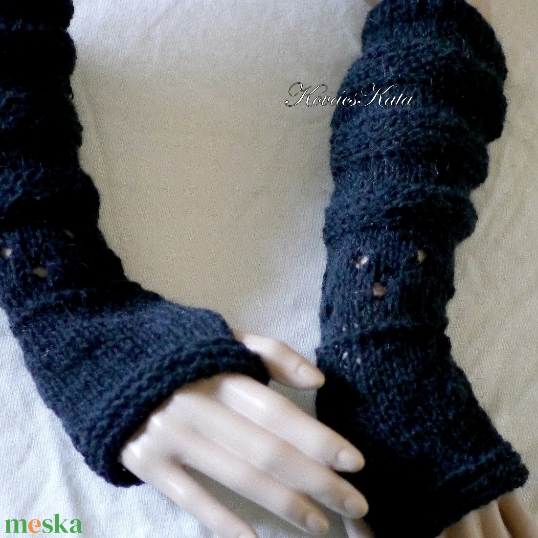 BOSZI-KESZTYŰ / ANGORA-LACE - exkluzív kesztyűszár, kézmelegítő / fekete - ruha & divat - sál, sapka, kendő - kesztyű - Meska.hu