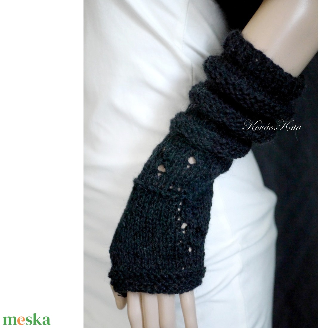 BOSZI-KESZTYŰ / ANGORA-LACE - exkluzív kesztyűszár, kézmelegítő / fekete - ruha & divat - sál, sapka, kendő - kesztyű - Meska.hu