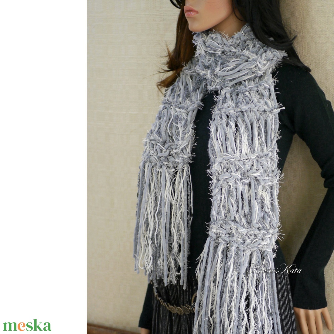 FRINGE SHAWL - extra-vastag kézzel kötött hosszú-rojtos sál / szürke mix - ruha & divat - sál, sapka, kendő - sál - Meska.hu FRINGE SHAWL - extra-vastag kézzel kötött hosszú-rojtos sál / szürke mix - ruha & divat - sál, sapka, kendő - sál - Meska.hu