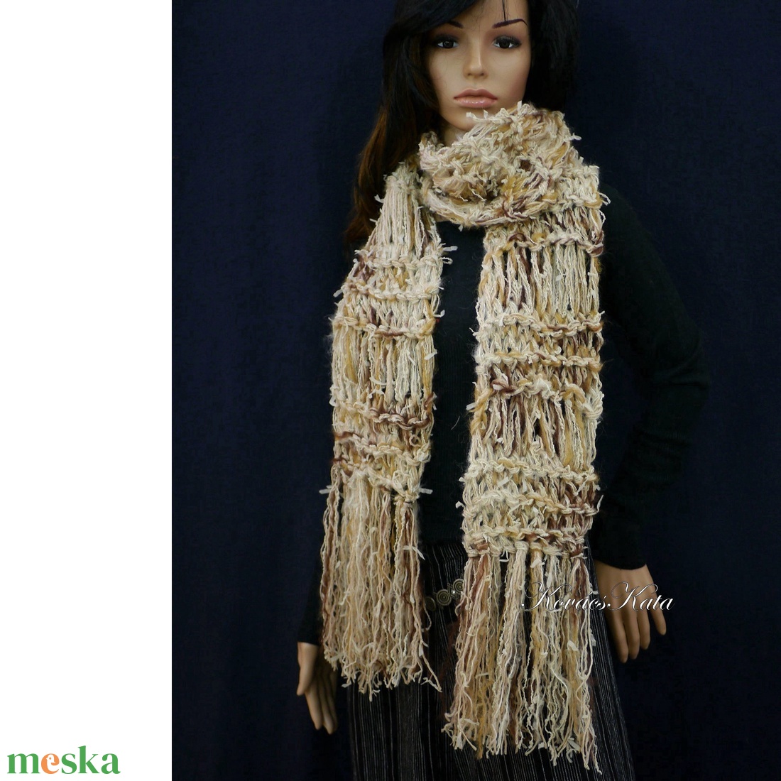 FRINGE SHAWL - extra-vastag kézzel kötött hosszú-rojtos sál / mogyorós - ruha & divat - sál, sapka, kendő - sál - Meska.hu FRINGE SHAWL - extra-vastag kézzel kötött hosszú-rojtos sál / mogyorós - ruha & divat - sál, sapka, kendő - sál - Meska.hu