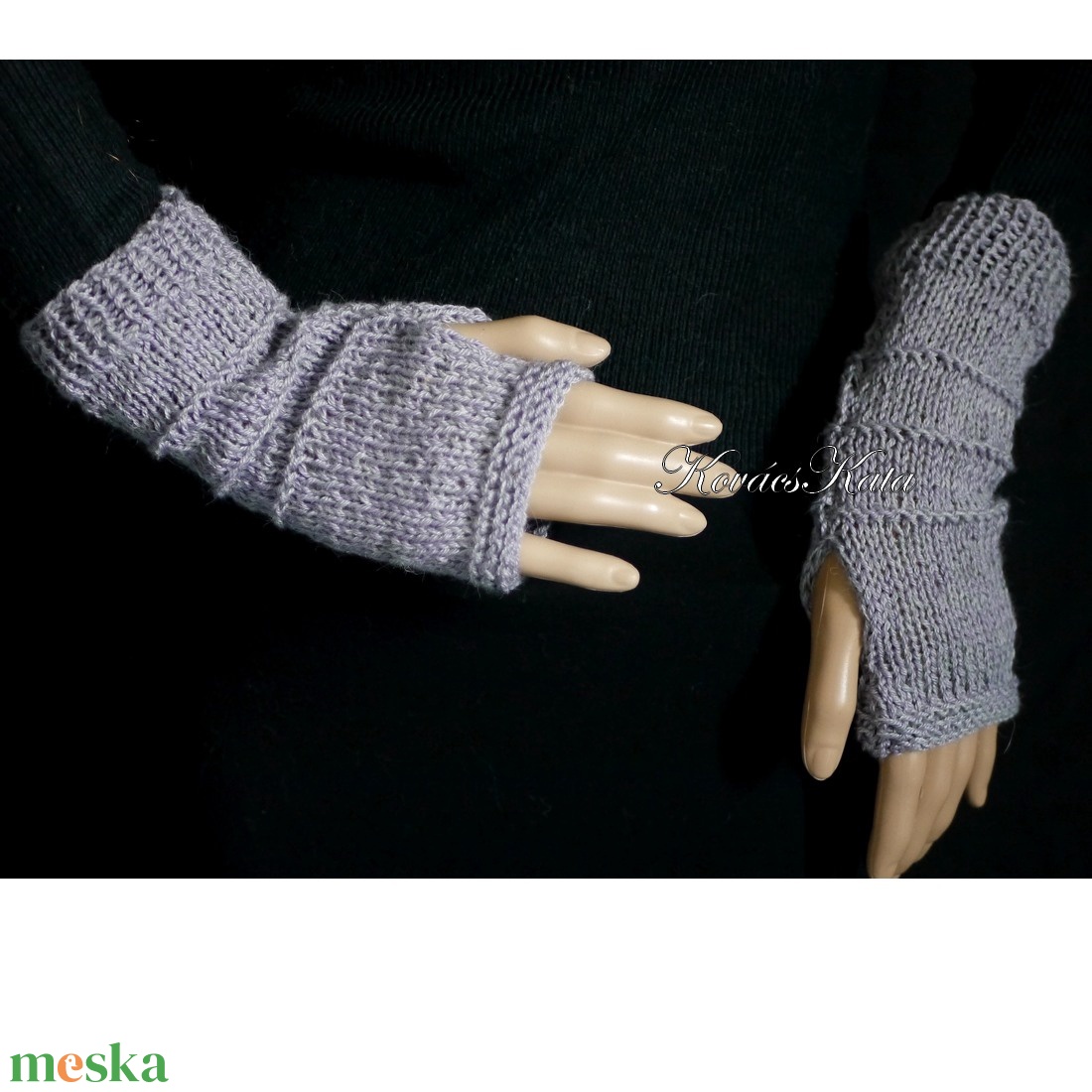 BOSZI-KESZTYŰ / BABYALPAKA-SILK - kézzel kötött exkluzív kesztyűszár, kézmelegítő / acélszürke - ruha & divat - sál, sapka, kendő - kesztyű - Meska.hu