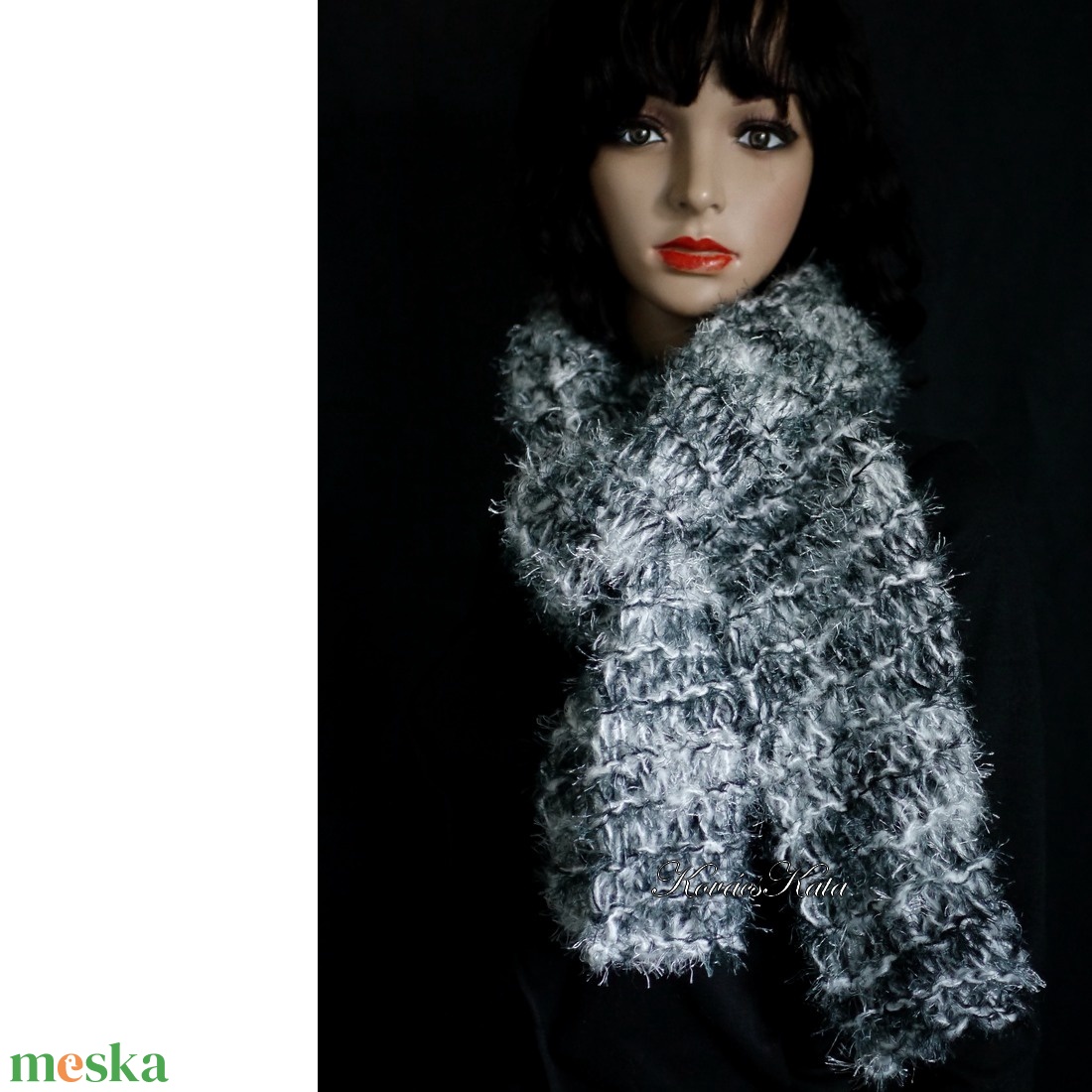 SANSA-SÁL / chunky - kézzel kötött design sál / fekete-fehér - ruha & divat - sál, sapka, kendő - sál - Meska.hu SANSA-SÁL / chunky - kézzel kötött design sál / fekete-fehér - ruha & divat - sál, sapka, kendő - sál - Meska.hu