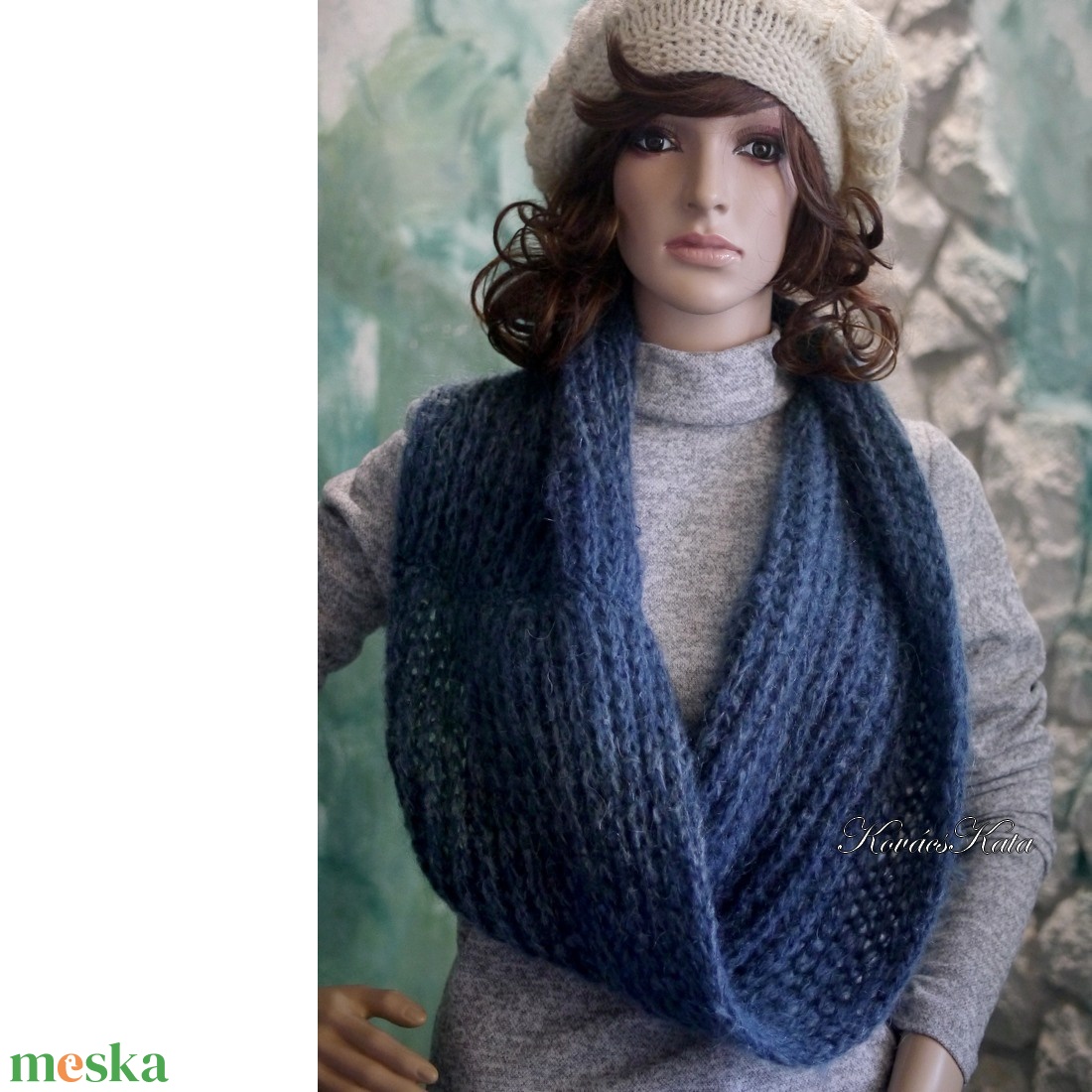 INFINITY / mohair - exkluzív kézzel kötött körsál / sötétkék - ruha & divat - sál, sapka, kendő - sál - Meska.hu INFINITY / mohair - exkluzív kézzel kötött körsál / sötétkék - ruha & divat - sál, sapka, kendő - sál - Meska.hu
