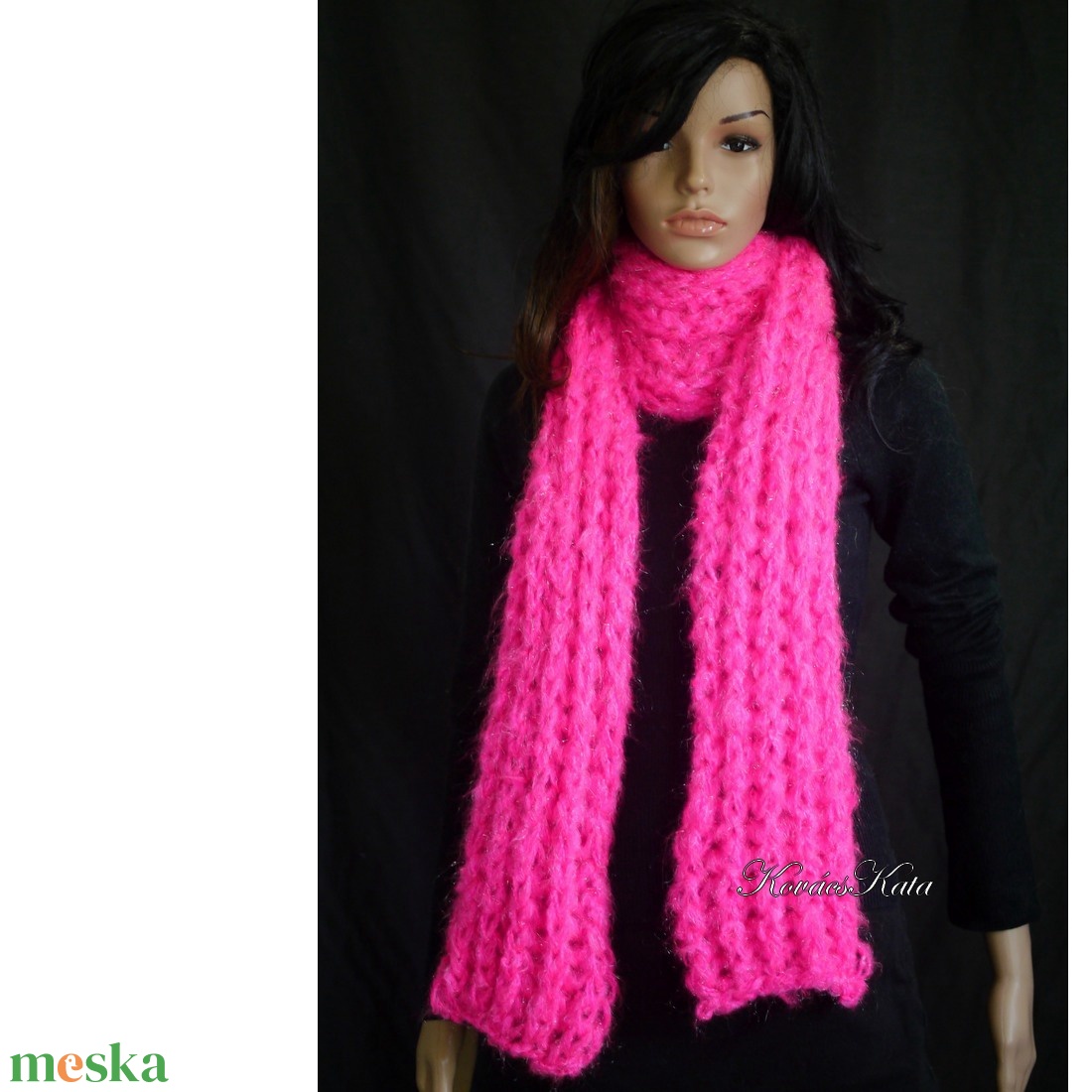 DUSI-SÁL - kézzel kötött hosszú sál / neon pink - ruha & divat - sál, sapka, kendő - sál - Meska.hu DUSI-SÁL - kézzel kötött hosszú sál / neon pink - ruha & divat - sál, sapka, kendő - sál - Meska.hu