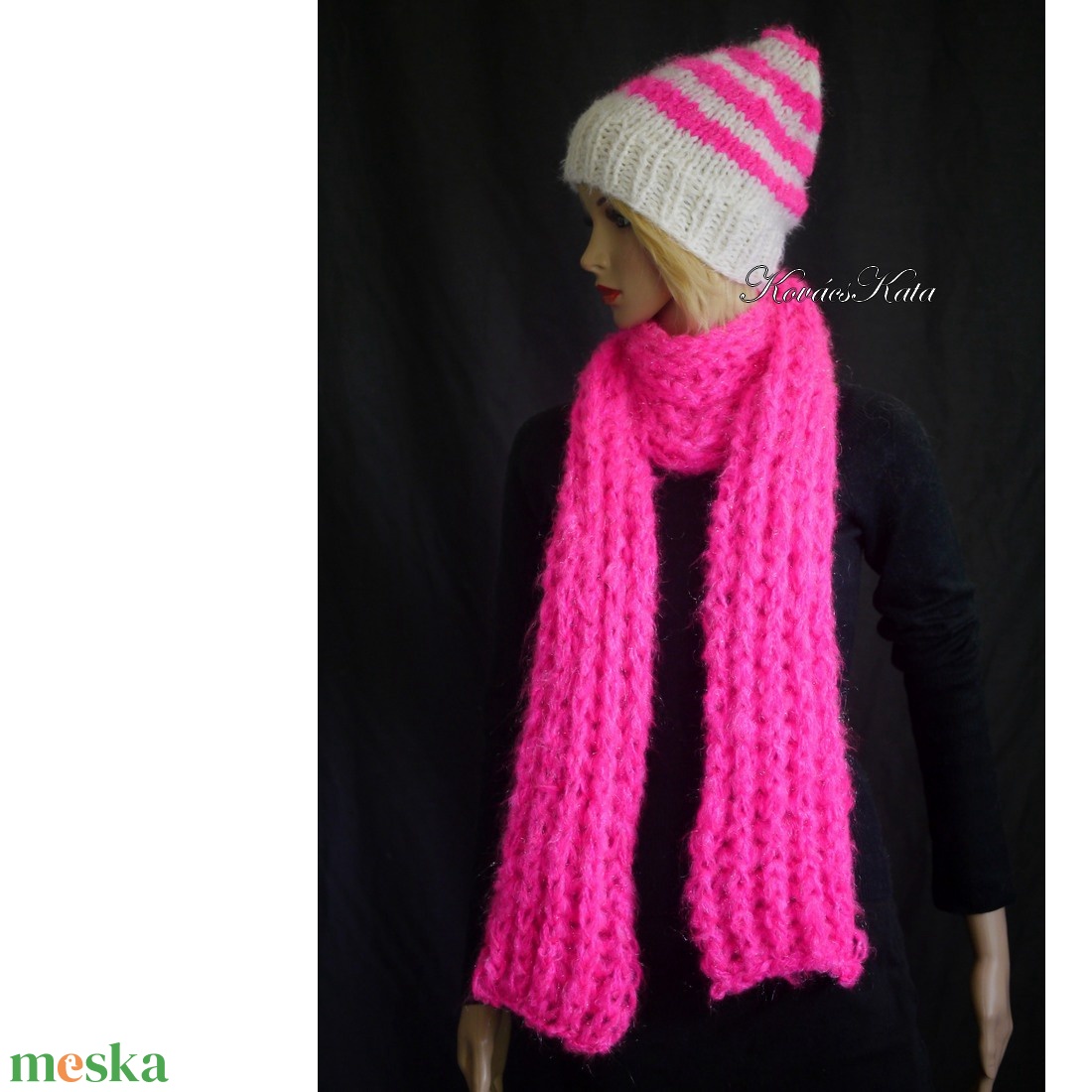 DUSI-SÁL - kézzel kötött hosszú sál / neon pink - ruha & divat - sál, sapka, kendő - sál - Meska.hu DUSI-SÁL - kézzel kötött hosszú sál / neon pink - ruha & divat - sál, sapka, kendő - sál - Meska.hu