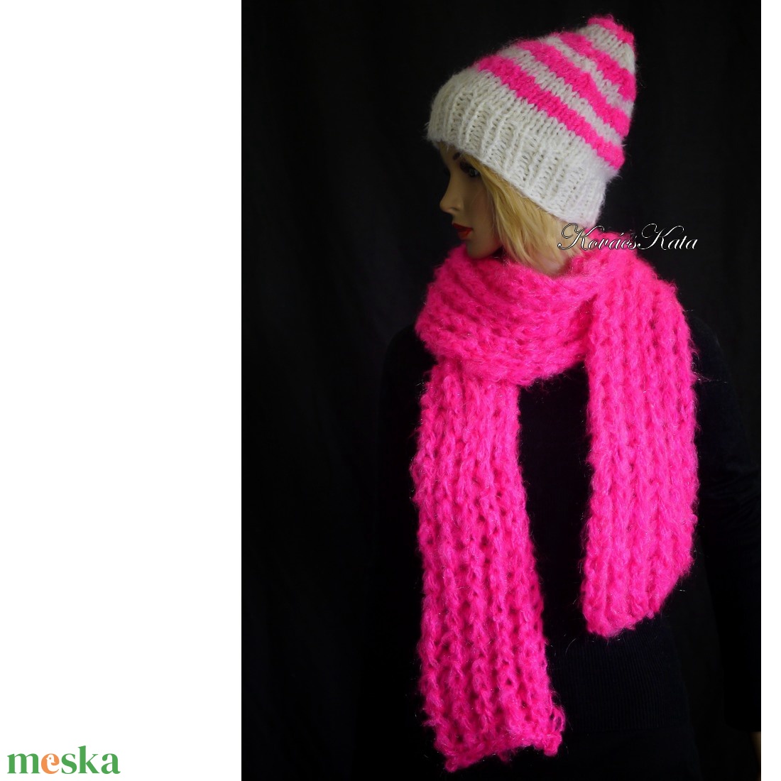LONCI-SAPI - kézzel kötött vastag bohém mohair sapka / pink, fehér - ruha & divat - sál, sapka, kendő - sapka - Meska.hu LONCI-SAPI - kézzel kötött vastag bohém mohair sapka / pink, fehér - ruha & divat - sál, sapka, kendő - sapka - Meska.hu