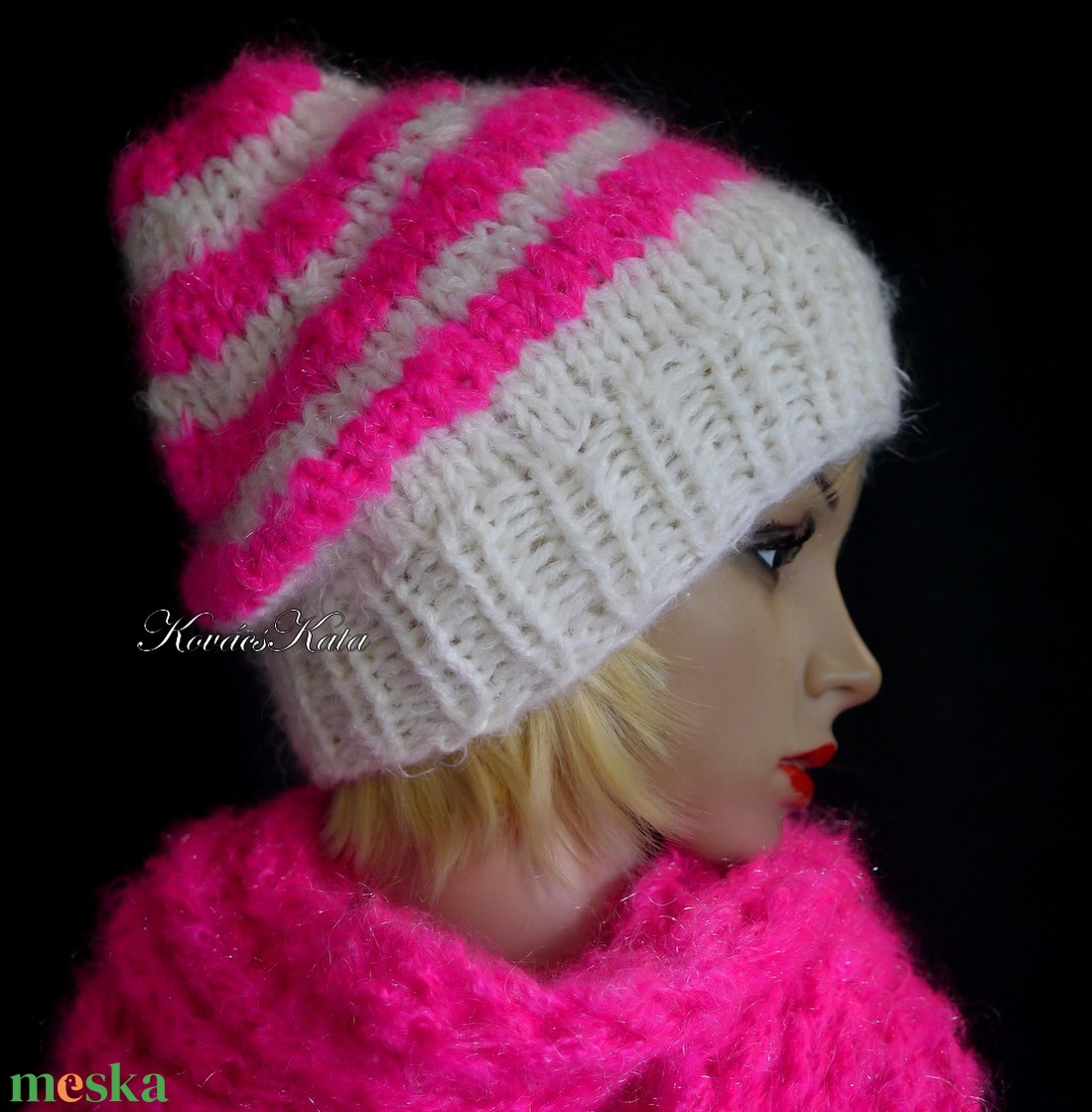 LONCI-SAPI - kézzel kötött vastag bohém mohair sapka / pink, fehér - ruha & divat - sál, sapka, kendő - sapka - Meska.hu LONCI-SAPI - kézzel kötött vastag bohém mohair sapka / pink, fehér - ruha & divat - sál, sapka, kendő - sapka - Meska.hu