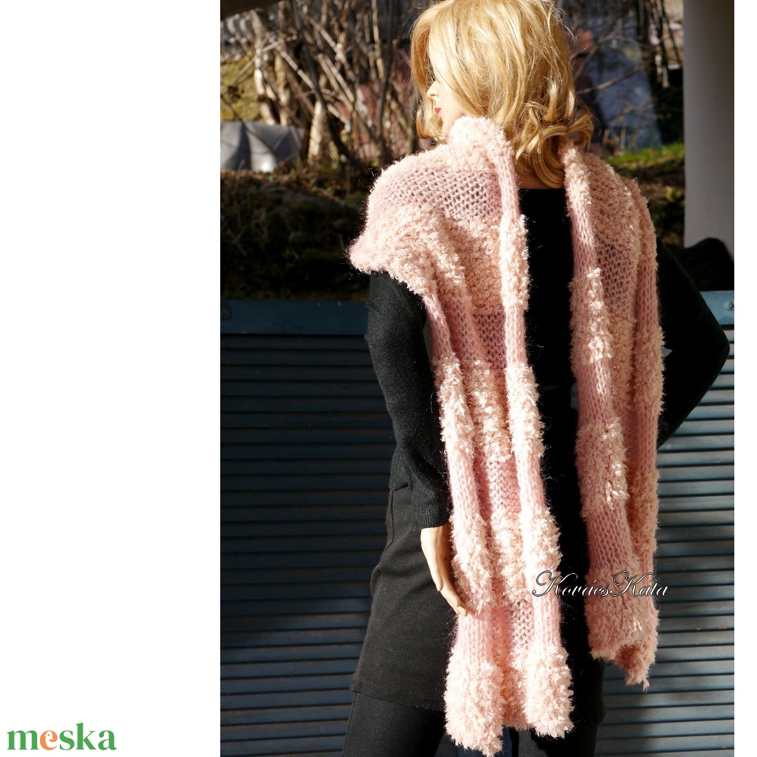 GLENDA - kézzel kötött design stóla, sál / hajnal - ruha & divat - női ruha - poncsó - Meska.hu