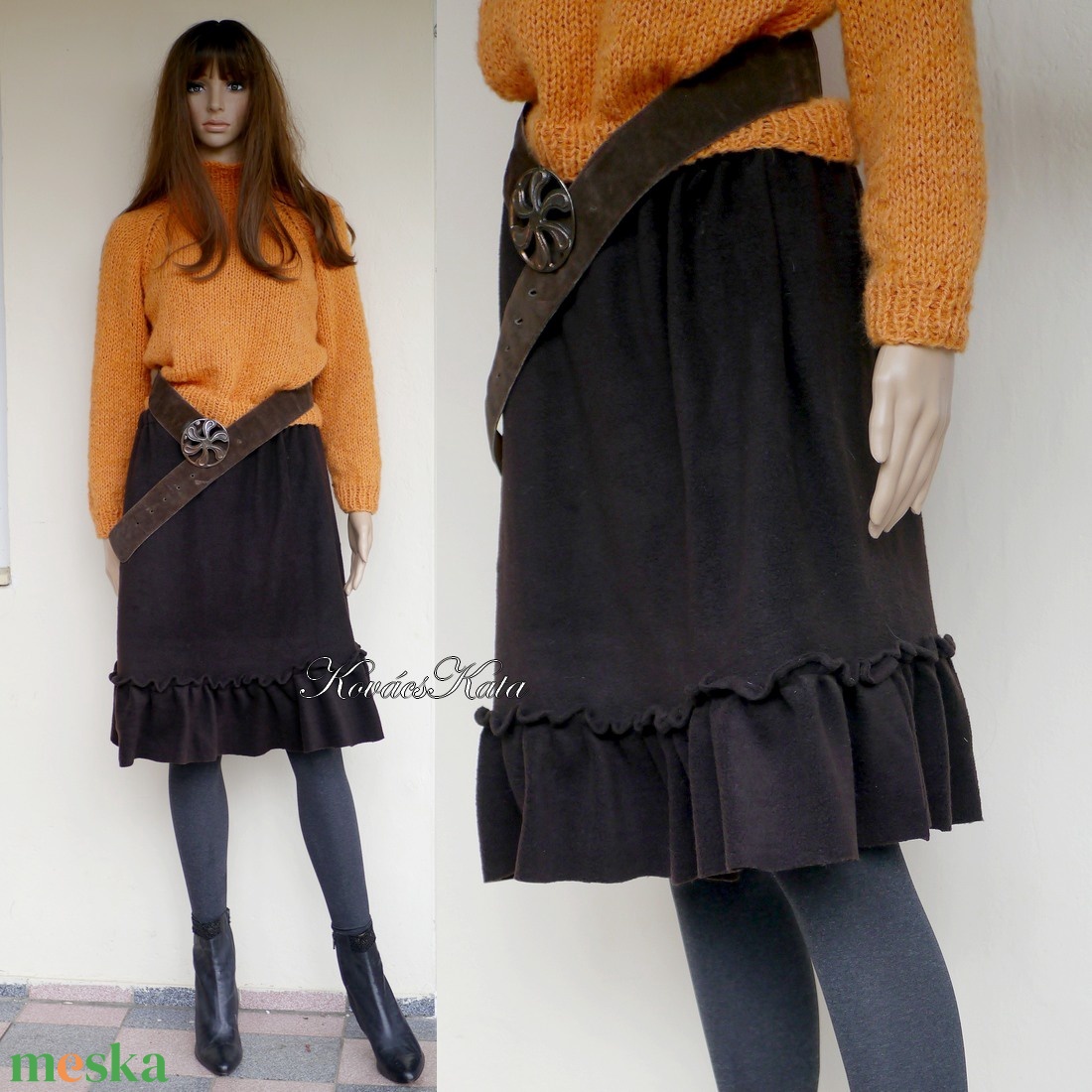 TEDDY / barna - fodros-aljú polár-szoknya - ruha & divat - női ruha - szoknya - Meska.hu