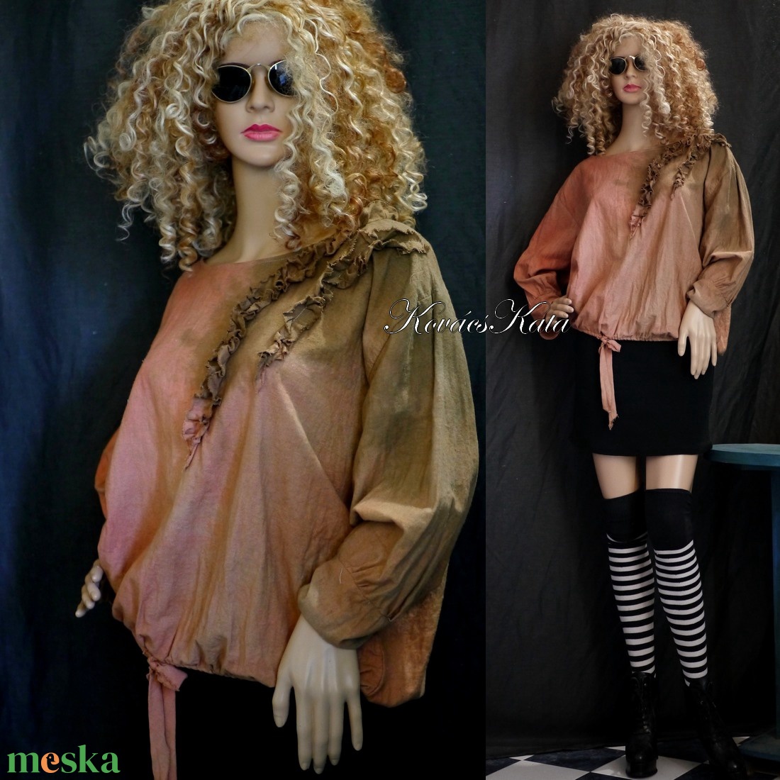 VIVIEN - artsy batikolt flanel blúz - ruha & divat - női ruha - blúz - Meska.hu