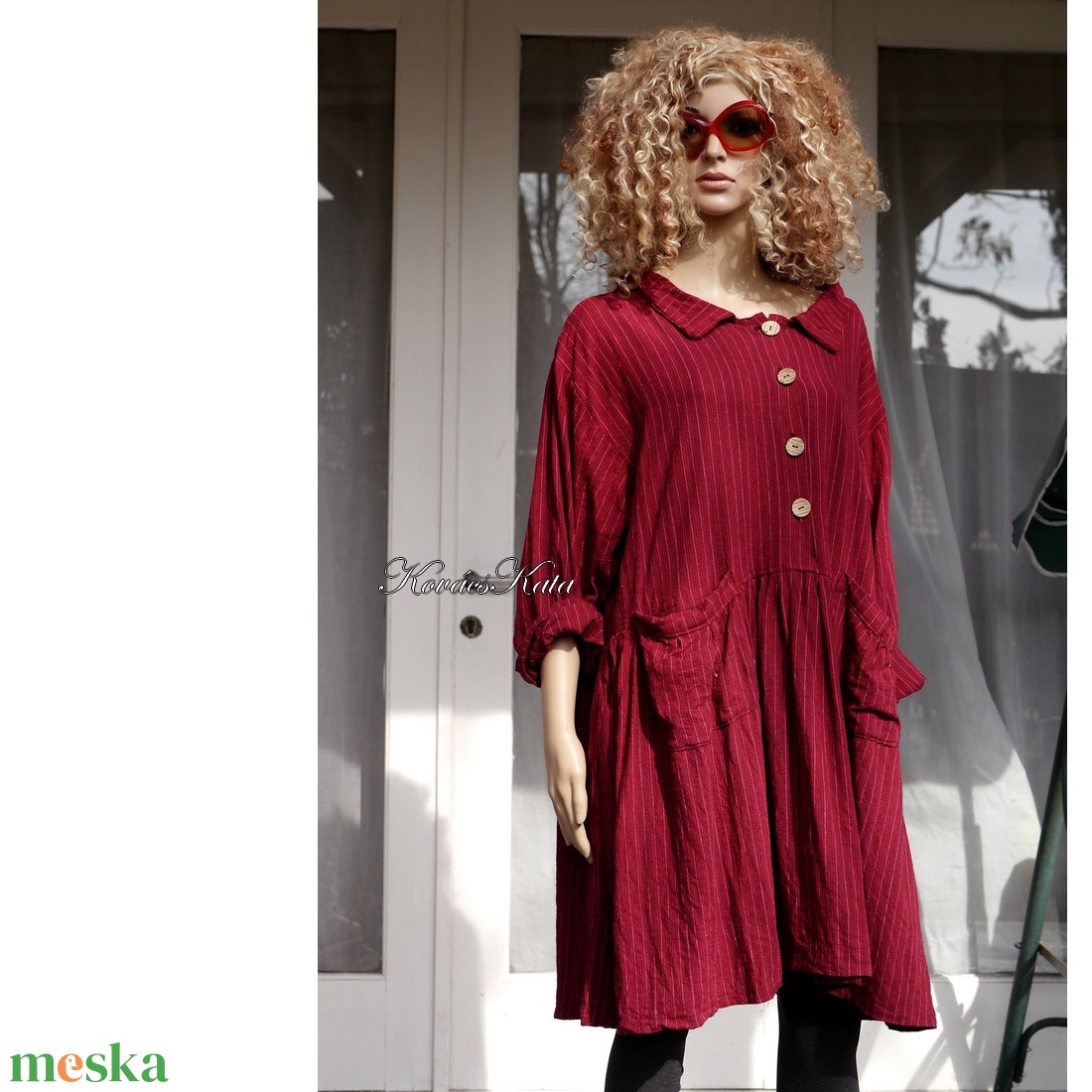 ILA-RUHA - flapper ingruha / bordó len - ruha & divat - női ruha - ruha - Meska.hu