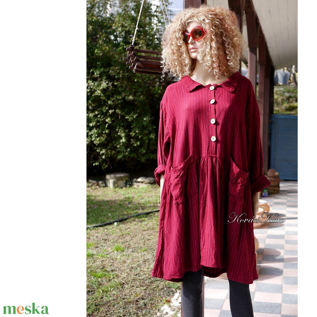 ILA-RUHA - flapper ingruha / bordó len - ruha & divat - női ruha - ruha - Meska.hu