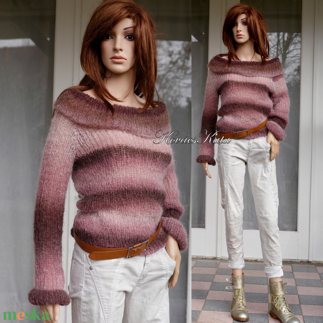 MARLENEMOHAIR-PULCSI - exkluzív kézzel kötött pulóver / bordós színátmenetes - ruha & divat - női ruha - pulóver - Meska.hu MARLENEMOHAIR-PULCSI - exkluzív kézzel kötött pulóver / bordós színátmenetes - ruha & divat - női ruha - pulóver - Meska.hu