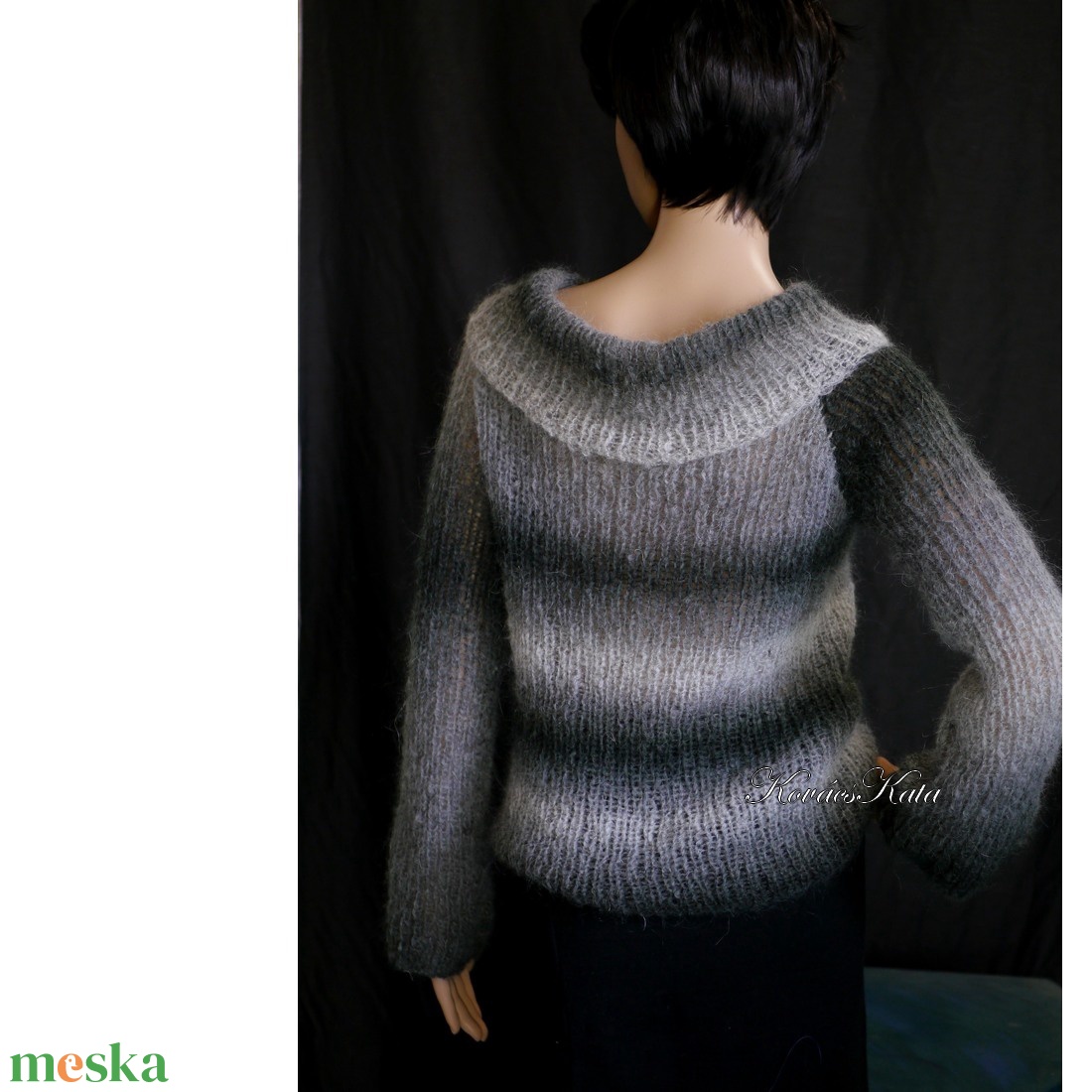 MARLENEMOHAIR-PULCSI - exkluzív kézzel kötött pulóver / szürkék - ruha & divat - női ruha - pulóver & kardigán - Meska.hu