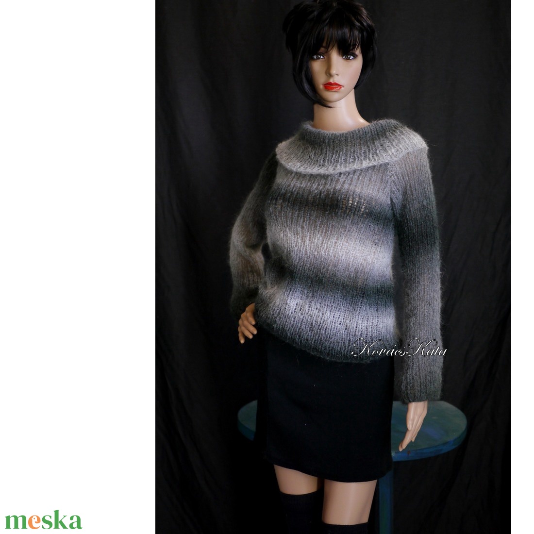MARLENEMOHAIR-PULCSI - exkluzív kézzel kötött pulóver / szürkék - ruha & divat - női ruha - pulóver & kardigán - Meska.hu