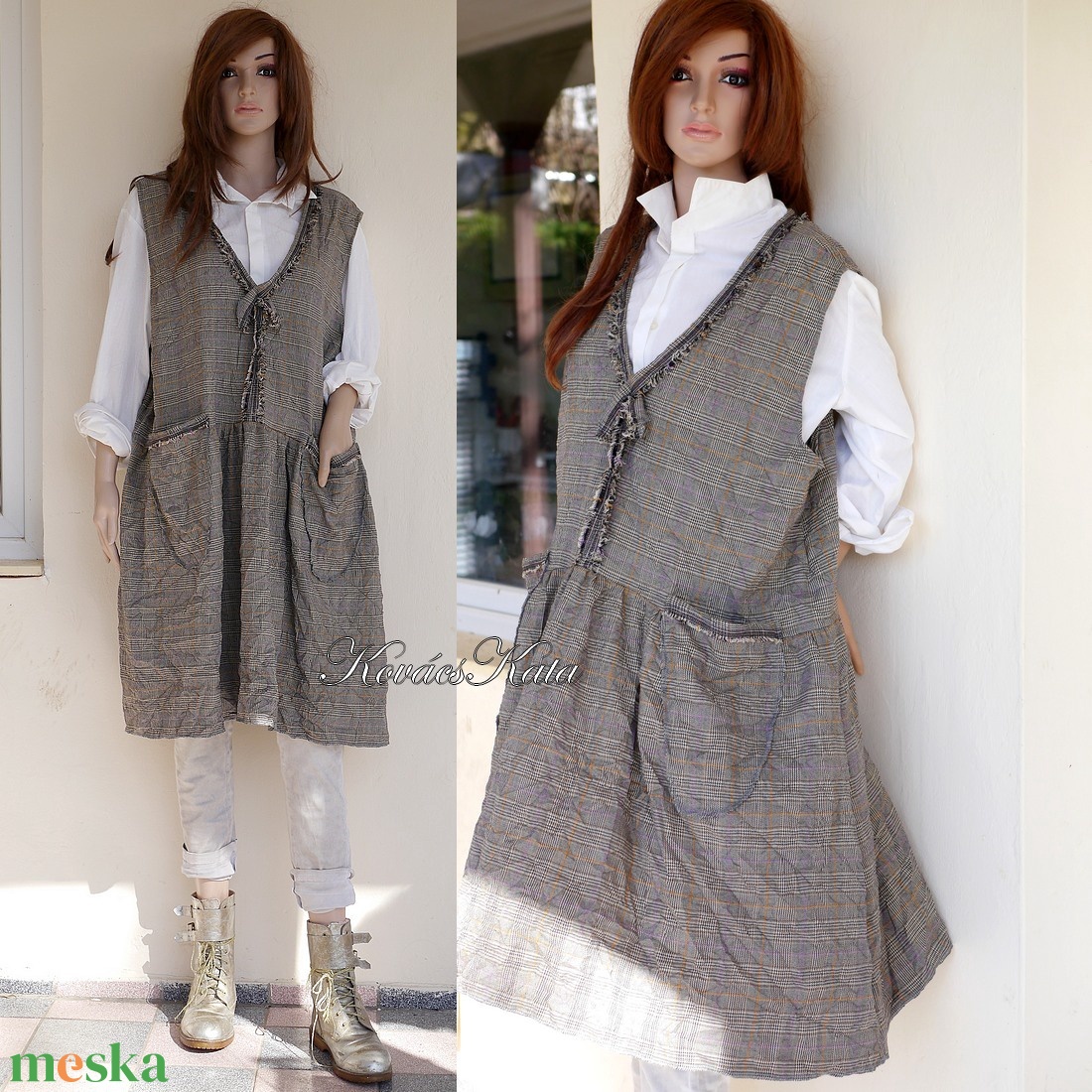 GRUNGE JUMPER - lagenlook flapper ruha / eszterházy-kockás - ruha & divat - női ruha - ruha - Meska.hu GRUNGE JUMPER - lagenlook flapper ruha / eszterházy-kockás - ruha & divat - női ruha - ruha - Meska.hu