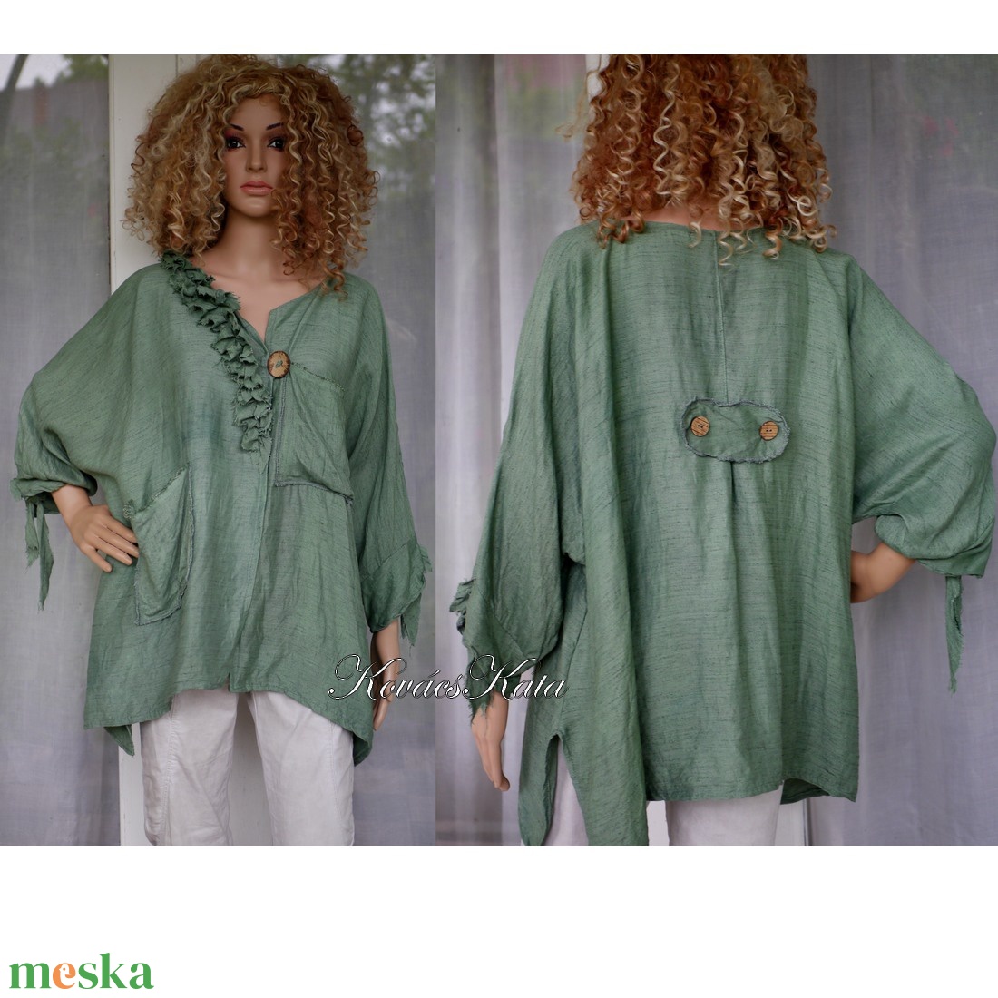 CROPPED LINEN JACKET - bohém design kabátka - ruha & divat - női ruha - blúz - Meska.hu