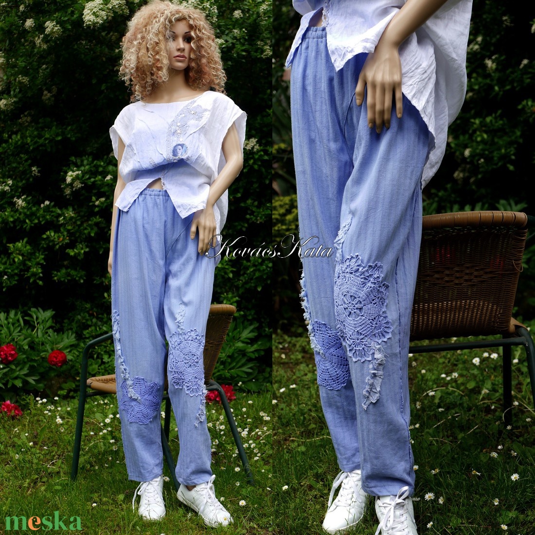 LUCY-NACI - applikált design nadrág / encián - ruha & divat - női ruha - nadrág - Meska.hu LUCY-NACI - applikált design nadrág / encián - ruha & divat - női ruha - nadrág - Meska.hu