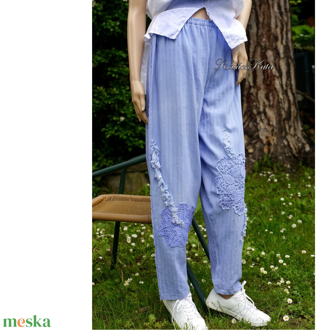 LUCY-NACI - applikált design nadrág / encián - ruha & divat - női ruha - nadrág - Meska.hu LUCY-NACI - applikált design nadrág / encián - ruha & divat - női ruha - nadrág - Meska.hu