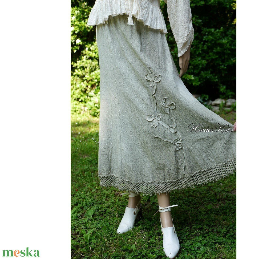 ELLI - shabby chic vászonszoknya / keki - ruha & divat - női ruha - szoknya - Meska.hu ELLI - shabby chic vászonszoknya / keki - ruha & divat - női ruha - szoknya - Meska.hu