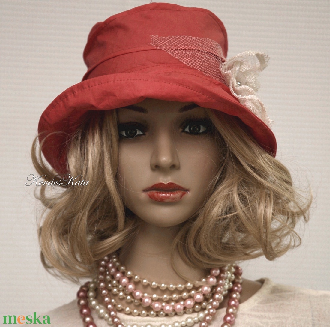 BÖBE-KALAP / korall - nyári nap-kalap - ruha & divat - sál, sapka, kendő - kalap - Meska.hu