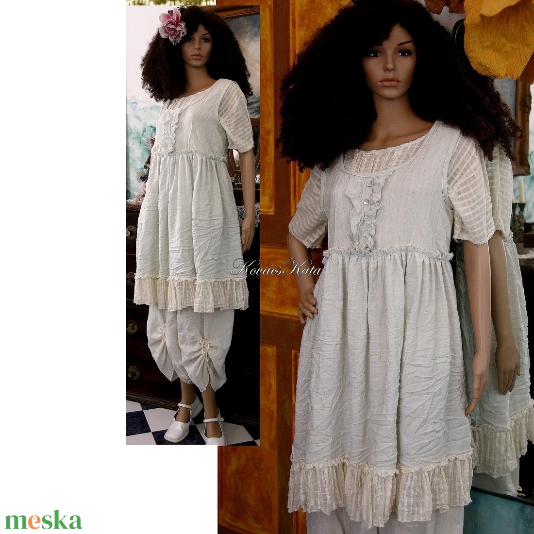 GIZI - romantikus babydoll-ruha, kötényruha - ruha & divat - női ruha - kismamaruha - Meska.hu GIZI - romantikus babydoll-ruha, kötényruha - ruha & divat - női ruha - kismamaruha - Meska.hu