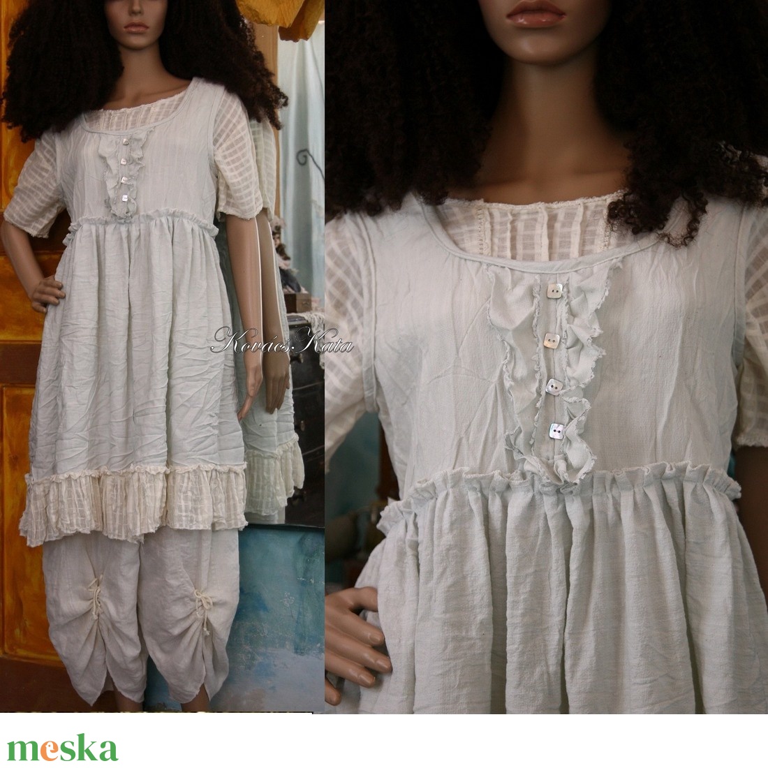 GIZI - romantikus babydoll-ruha, kötényruha - ruha & divat - női ruha - kismamaruha - Meska.hu GIZI - romantikus babydoll-ruha, kötényruha - ruha & divat - női ruha - kismamaruha - Meska.hu
