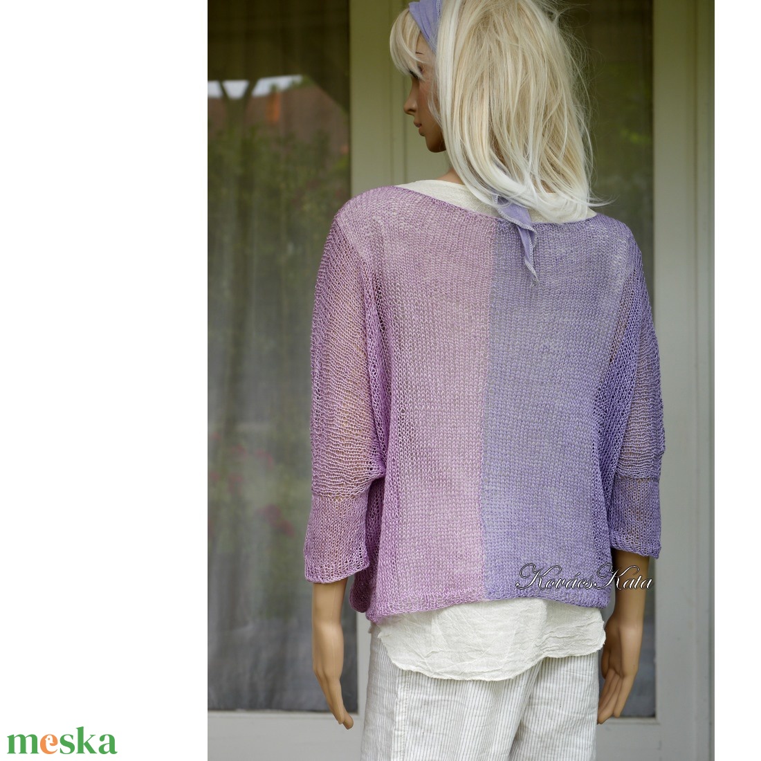 LENA - kézzel kötött 100% len nyári flowing pulóver / mályvák - ruha & divat - női ruha - pulóver - Meska.hu LENA - kézzel kötött 100% len nyári flowing pulóver / mályvák - ruha & divat - női ruha - pulóver - Meska.hu