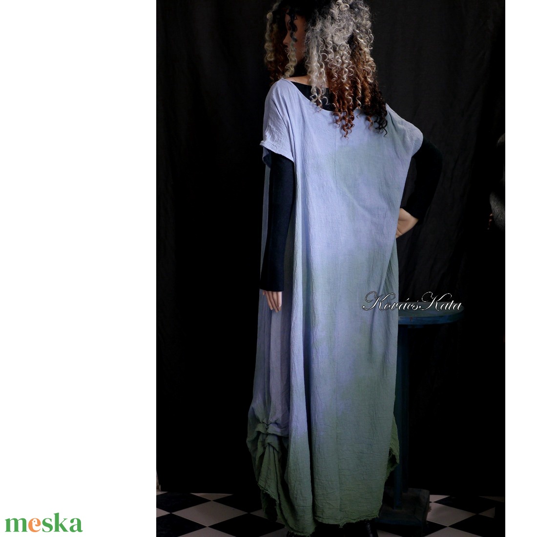 KIMI - lagenlook design ruha XXL / zöld-kék színátmenetes - ruha & divat - női ruha - ruha - Meska.hu