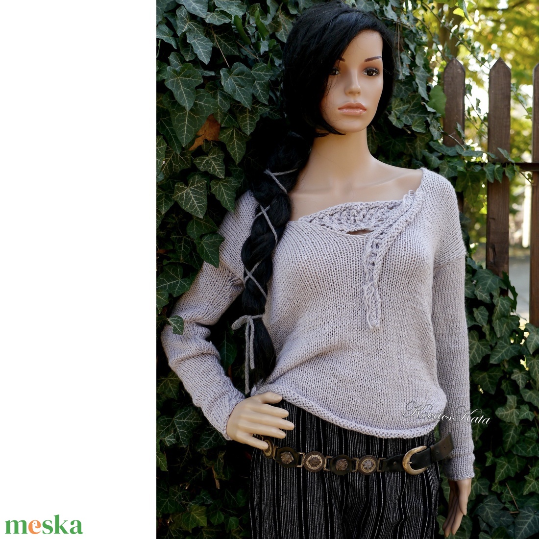 ALBA BabyAlpaca Silk - kézzel kötött exkluzív artsy-design pulóver / silver - ruha & divat - női ruha - pulóver - Meska.hu
