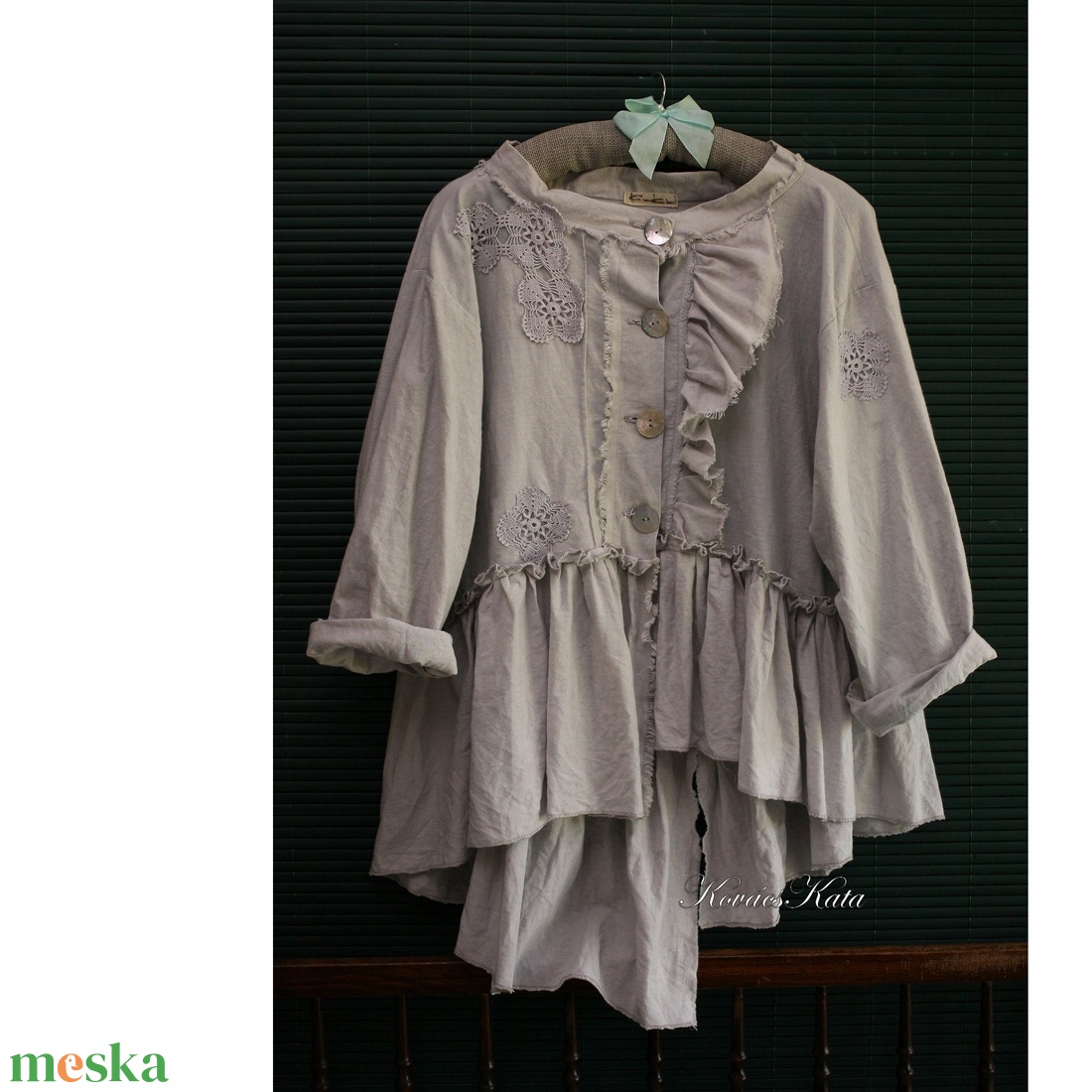CATHY - bohém vintage styl babydoll kabátka / mészkő szürke - ruha & divat - női ruha - kabát - Meska.hu CATHY - bohém vintage styl babydoll kabátka / mészkő szürke - ruha & divat - női ruha - kabát - Meska.hu