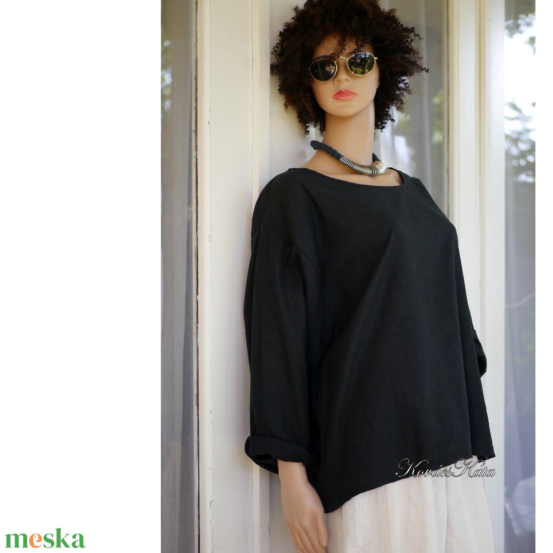 ROXY-TOP - lenszövet felső, tunika-blúz / fekete - ruha & divat - női ruha - blúz - Meska.hu ROXY-TOP - lenszövet felső, tunika-blúz / fekete - ruha & divat - női ruha - blúz - Meska.hu
