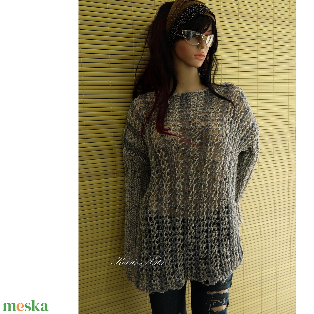 BAGATELL - kézzel kötött bohém loose knit pulóver / csíkos - ruha & divat - női ruha - pulóver - Meska.hu BAGATELL - kézzel kötött bohém loose knit pulóver / csíkos - ruha & divat - női ruha - pulóver - Meska.hu