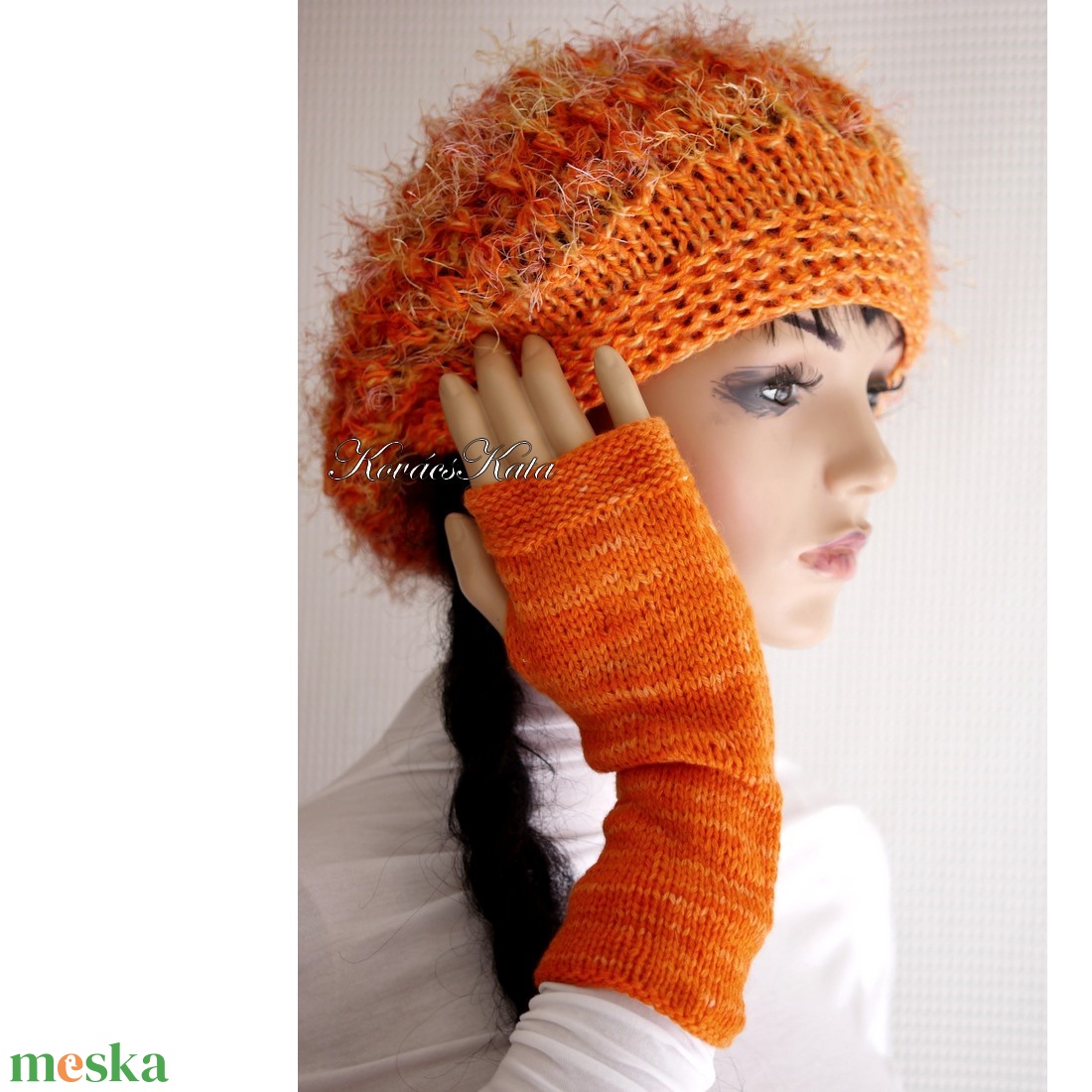 BORBÁLA / mandarin silk - kézzel kötött gombasapka - ruha & divat - sál, sapka, kendő - sapka - Meska.hu BORBÁLA / mandarin silk - kézzel kötött gombasapka - ruha & divat - sál, sapka, kendő - sapka - Meska.hu