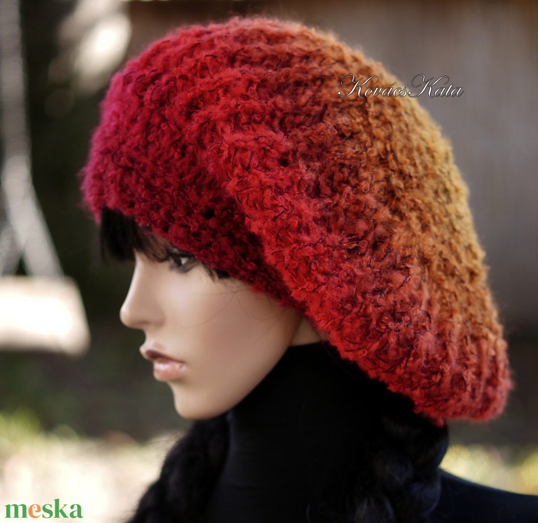 BORBÁLA / bíbor alkony - exkluzív kézzel kötött mohair barett sapka XXL - ruha & divat - sál, sapka, kendő - sapka - Meska.hu BORBÁLA / bíbor alkony - exkluzív kézzel kötött mohair barett sapka XXL - ruha & divat - sál, sapka, kendő - sapka - Meska.hu